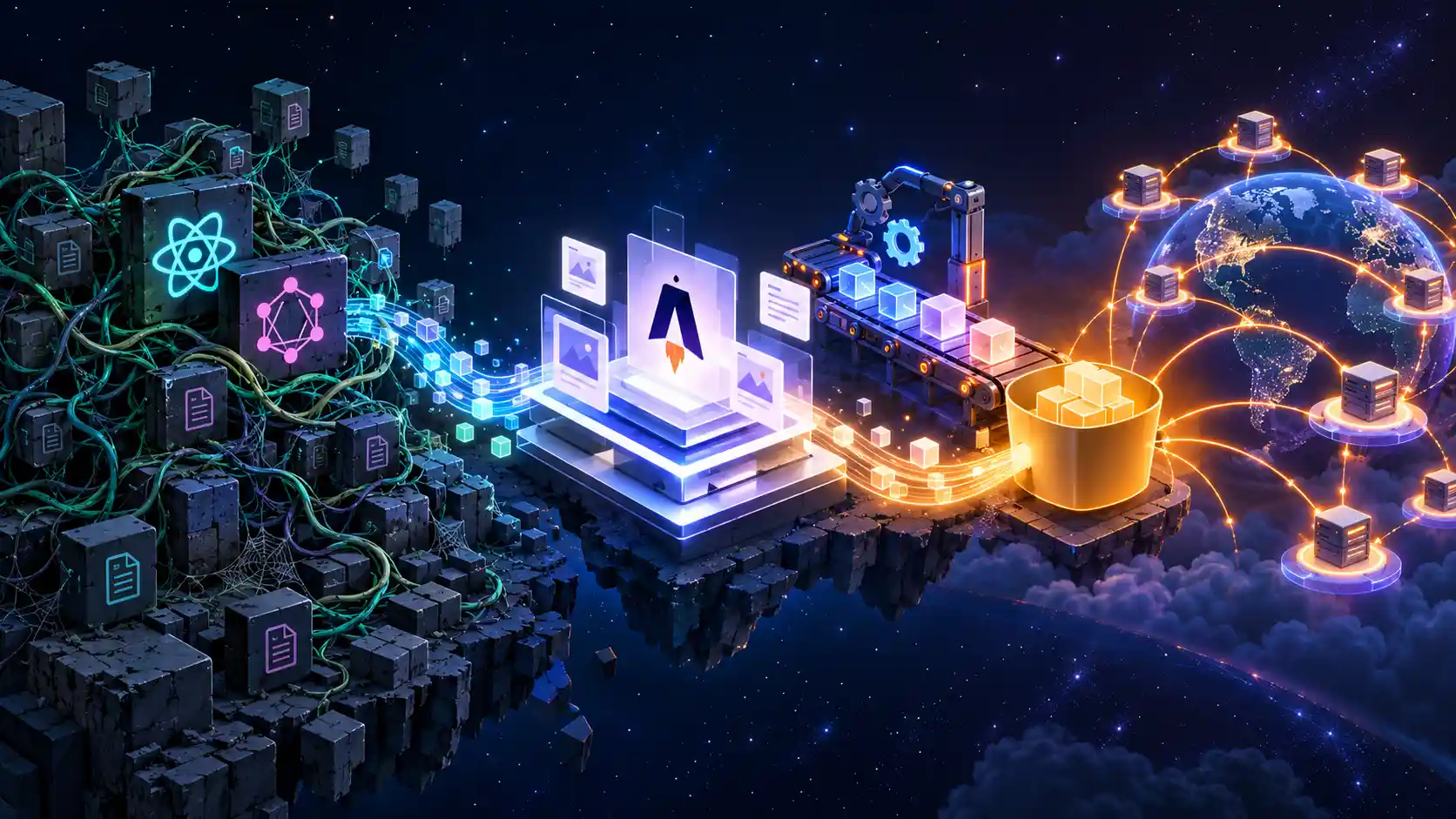 La migración simplifica la generación del blog y conecta el artefacto estático con S3 y la red de distribución de CloudFront La migración simplifica la generación del blog y conecta el artefacto estático con S3 y la red de distribución de CloudFront