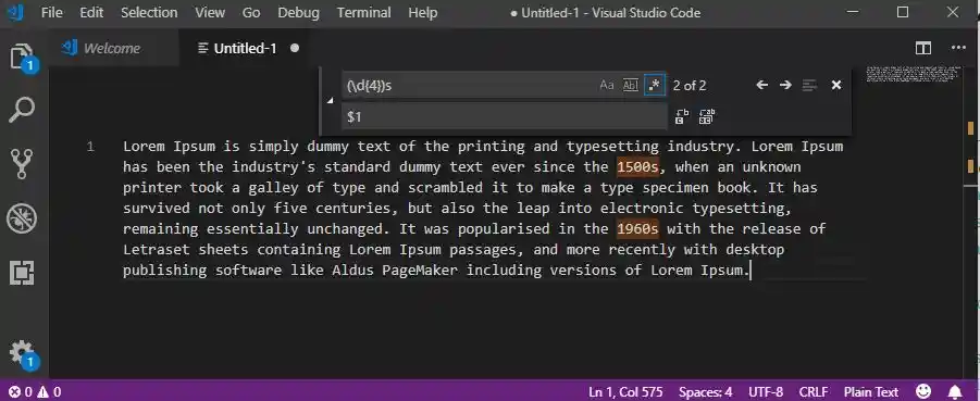 regex de javascript en visual studio code